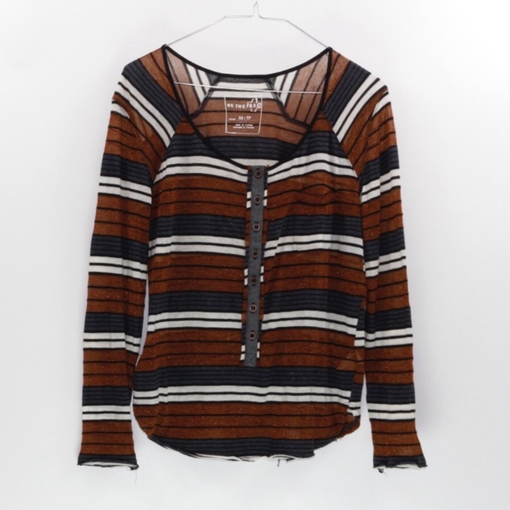 🛑SOLD🛑Free People “We the Free” Metallic Stripe - Picture 3 of 5